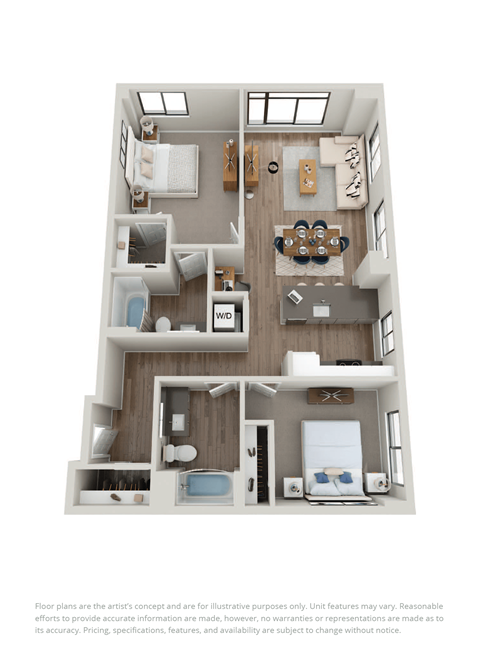 a 3d floor plan of a103103